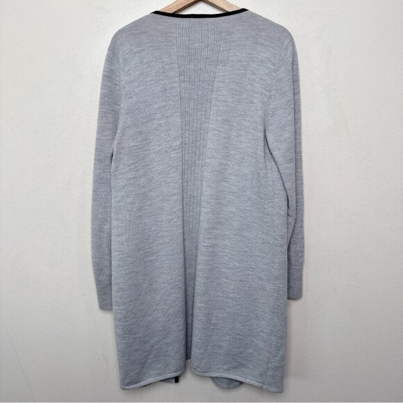 Talbots Womens Large Long Line Tipped Merino Blend Sweater Jacket - Picture 14 of 14